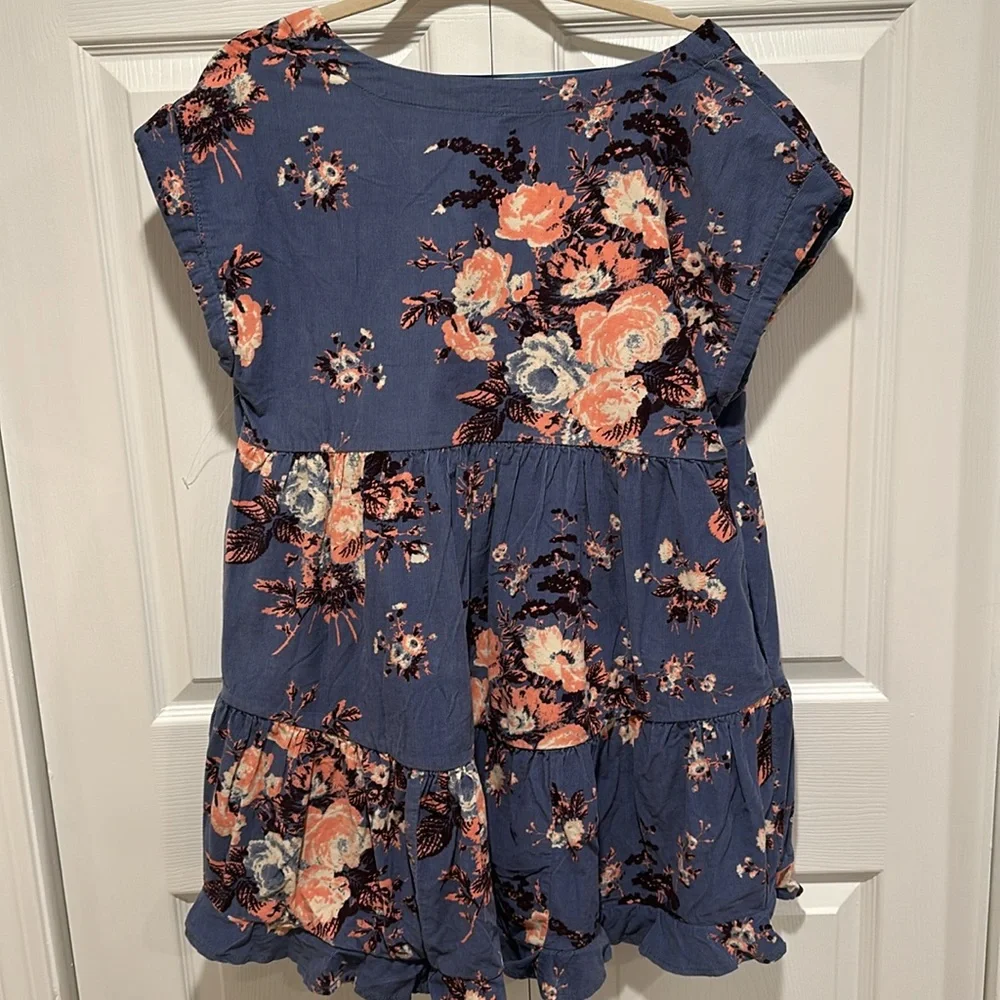 Free People Harper Mini Dress Micro Corduroy Blue Combo
